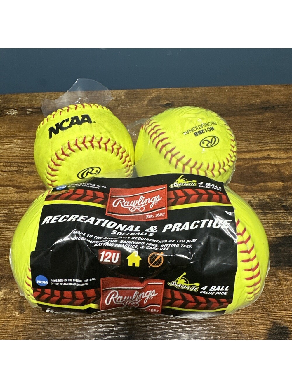 Rawlings FP12BB Fastpitch Softballs 12 inch NCAA 12U 4-Pack Recreational